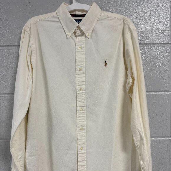 Ralph Lauren Classic Fit Cotton Buttondown in Creme Color-Size Large - Picture 1 of 5